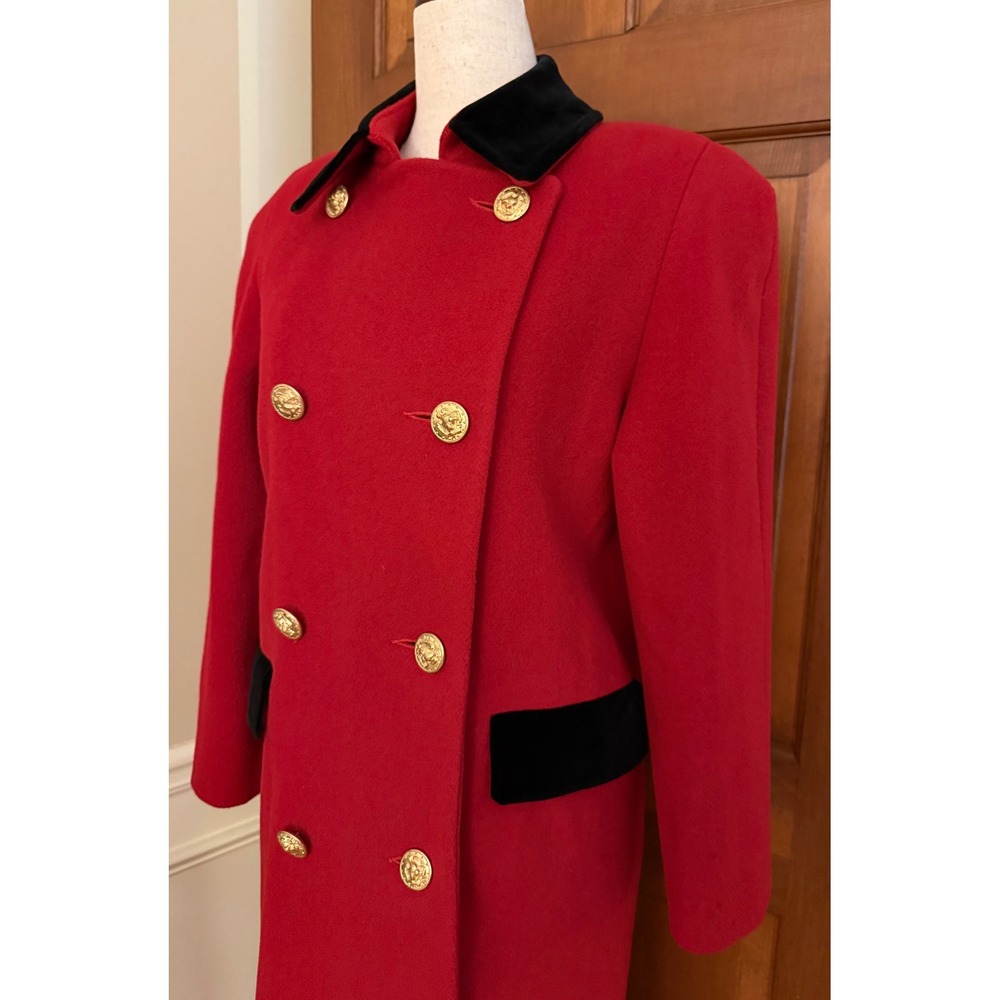 VTG Fashions by Jill  Womens Wool Double-Breasted Military Coat‎ XS/S Empire Red